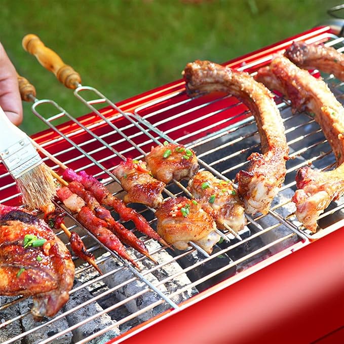 Portable Charcoal Grill for Camping BBQ Grills Outdoor Barbecue Grill, Adjustable Height Stand, Easy Carry for Picnic Travel Cooking Roast Meat Frying, Charcoal Grills BBQ,A-1