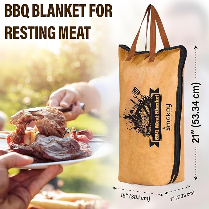 21in BBQ Blanket for Resting Meat 5 Layer Insulated Brisket Resting Bag with Wide Mouth, Keeps Meat Juicy & Hot Smoker, Air Fryer, Kitchen Accessories for Camping & Picnic for Dad