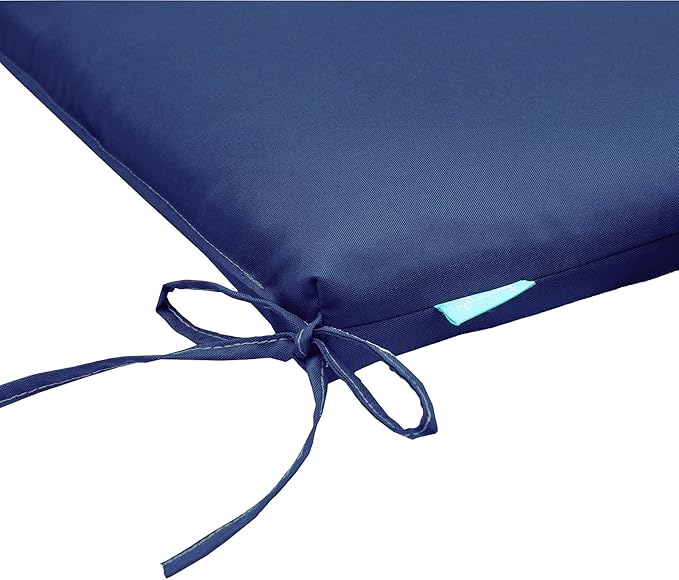 QILLOWAY Outdoor Indoor Chair Pads,Seat Cushions, Square Foam Dining Chair Patio Cushion Set of 4, All Weather, 17" Lx17 Wx3 D (Navy)