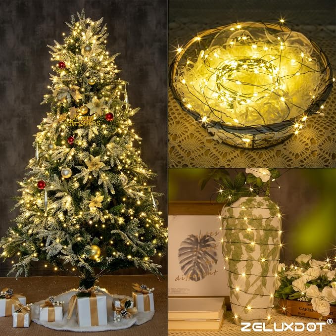660FT 2000LEDs Fairy Lights Plug in,Green Wire,Warm White | Waterproof Led String Lights,8 Modes Remote Twinkle Light for Outdoor Indoor Christmas Wedding Birthday Garden Decorations