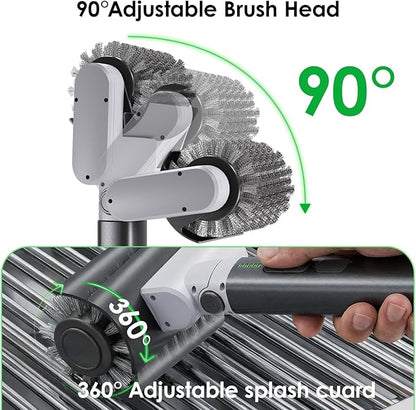 Electric Grill Brush for Outdoor: Upgraded BBQ Grill Cleaner with 3-Speed, 90° Adjustable Angle, 150Mins Runtime Cordless Motorized Grill Brush, Automatic Grill Cleaning Brush for Grill Grates