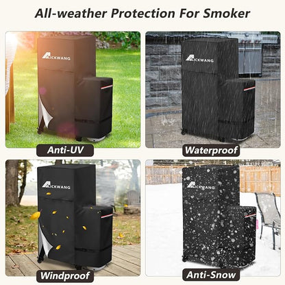 Smoker Cover,for Masterbuilt 40-inch Propane Gas and Pellet Vertical BBQ Smoker,Outdoor Heavy Duty 600D Waterproof Smoker Grill Cover,Fits MB20051316/MB20250118/MB21250118/MB21051416,Black