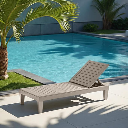 Nestl Sun Tanning Chair - Sand Beige Chaise Lounge Chair Outdoor, Lightweight Pool Lounge Chairs, Adjustable 5-Position Reclining Lawn Chair, Waterproof Beach Outdoor Lounge Chairs