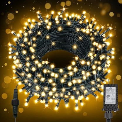 66FT 200 LED Connectable Christmas Tree Lights, End-to-End Plug 8 Modes Indoor Lights with Timer, Outdoor Indoor Fairy Lights Christmas Tree, Patio, Garden, Party, Wedding, Holiday (Warm White)