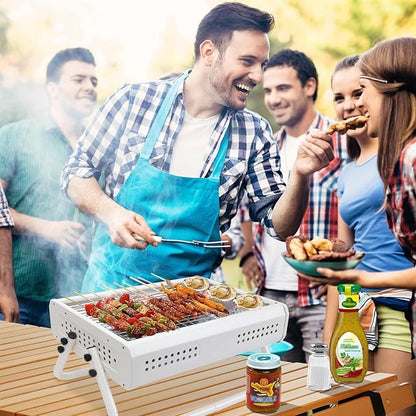 Barbecue Charcoal Grill Tabletop Charcoal Grill With Handle Portable BBQ Grill Outdoor Barbecue Grill For Camping Picnic Portable Charcoal Grill(Black)
