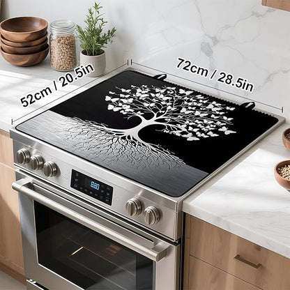 Tree of Life Stove Top Cover Retro Flower Gas Stove Top Cover for Home Decoration Kitchen Pad Non-Stick Washable Cooktop Covers Countertop Protector Keep Stove Clean 28"x20"