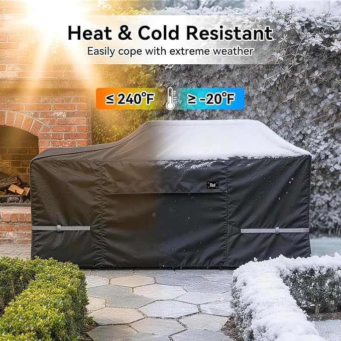 78 Inch Island Grill Cover, 600D Heavy Duty Waterproof Extra Large Grill Cover for Island with Left or Right Grill Head, Tear & Fade Resistant Outdoor Kitchen Cover, Black