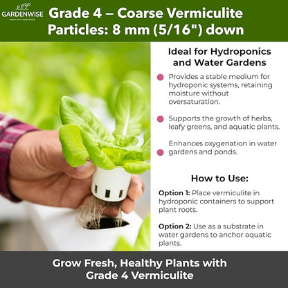 Organic Coarse Vermiculite for Indoor Gardening Plants and Mushrooms – Enhances Soil Aeration, Seed Germination, Rooting Cuttings – Small Packages and Bulk (Vermiculite Grade 4 – Coarse, 1 qt)