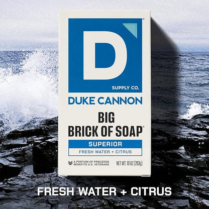 Duke Cannon Big Brick of Soap 4-Pack for Men – 10 oz Each – Long-Lasting Triple-Milled Bar Soap – Midway, Midnight Swim, Naval Diplomacy, Superior – Gift Set for Men