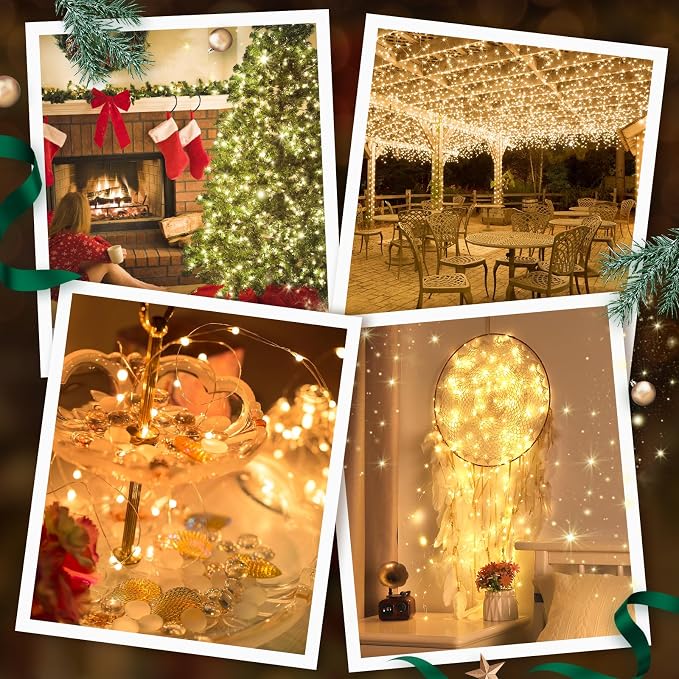 8 Pack Battery Fairy Lights with Remote, 320FT 960LED, Warm White | 8 Modes, Timer Function, Waterproof, Dimmable, Battery Operated Twinkle Light for Indoor Outdoor Xmas Party Holiday Decor