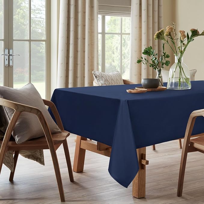 DWCN Blue Square Tablecloth - 54 x 54 Inch - Waterproof Stain and Wrinkle Resistant Washable Table Cloth, Decorative Fabric Table Cover for Kitchen Dining Room Party and Outdoor Use, Navy Blue