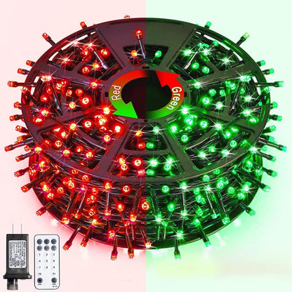 JMEXSUSS 173ft 500 LED Red and Green Color Changing Halloween Lights | Remote Control Halloween String Lights, 11 Modes Christmas Tree Lights Plug in for Indoor Party Halloween Christmas Decor