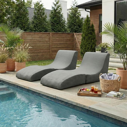 ARTETHYS Chaise Lounge Outdoor Bean Bag Chair with Back Support Small Patio Lounger Chair for Adult with Memory Foam Filled Waterproof Reading Couch Chairs for Outside, Pool, Living Room, Bedroom