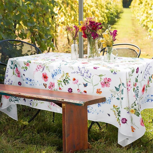 Outdoor Tablecloth with Umbrella Hole and Zipper, Patio Table Covers for Spring/Summer, Machine Washable Outdoor Party/Picnic Rectangle Table Cloth 60 x 120 in