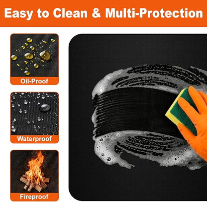 Non-Slip 48x30 Inch Under Grill Mats for Outdoor Grill, 2mm Thick Fireproof, Oil-Proof and Waterproof BBQ Grill Mat, Indoor Fire Pit Mat Fireplace Mat, Easy to Clean, Protects Deck Patio and Lawn
