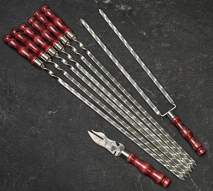 Grilling Supplies for BBQ - Outdoor Skewers Set - Premium Barbecue Skewers Tool Sets Grill Utensils - BBQ Gear - Grill Skewers Set with Case Asgard Burgundy Color