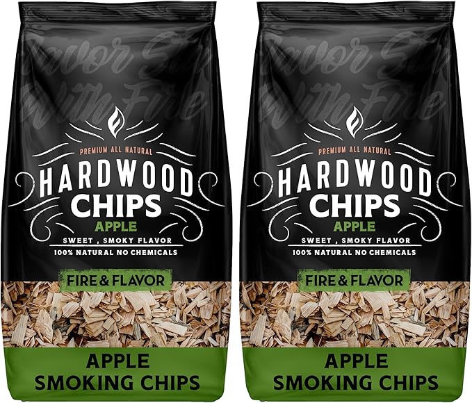 Fire & Flavor Premium All Natural Hardwood Smoking Chips, 2-Pack, 2 Pounds, Apple