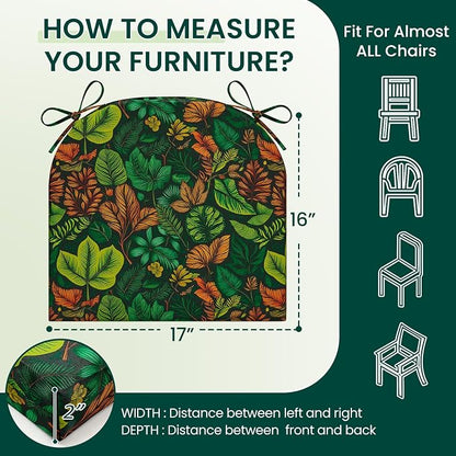 HARBOREST Outdoor Chair Cushions Set of 4, Water Resistant Patio Chair Cushions with Ties, Outdoor Seat Cushions for Patio Furniture, 17"x16"x2", Colored Leaf
