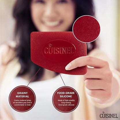 Cuisinel Grill Press - Cast Iron Burger Press for Bacon, Steak and Smashed Hamburgers - 7.5" Round Pre-Seasoned 4-lb. Weight Sandwich/Panini Maker - Griddle, BBQ, Grill Accessory