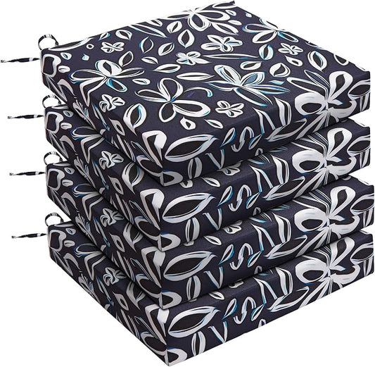 Outdoor Chair Cushions, Set of 4, 24"*24"*4", Water Resistant, Navy/White