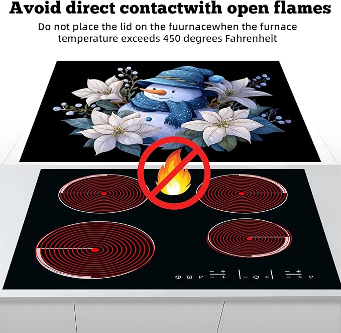 Christmas Multi-Design Stove Cover for Glass/Electric Stoves - 3-in-1 Heat-Resistant Protector Mat, Non-Slip Drying Rack 28"x20"