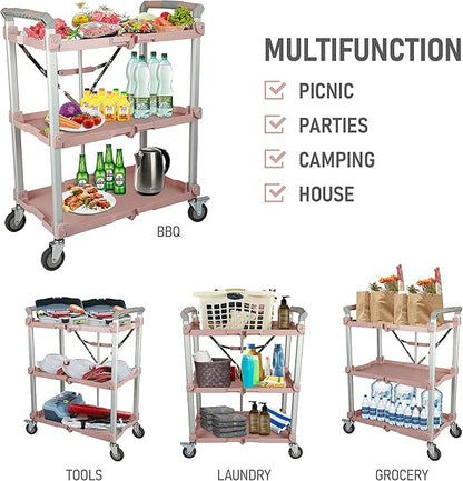 Olympia Tools 89-354 Pack N Roll Collapsible Service Cart, XL, 300LB Capacity, Rose