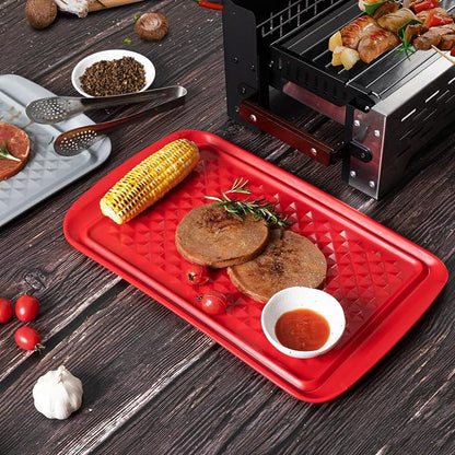 Grilling Prep and Serve Trays, BBQ Tray for Raw and Cooked Food, Melamine Serving Platter/Tray for Food, Set of 2, Great Gift for Father's Day and BBQ Lovers,Perfect for Everyday Use