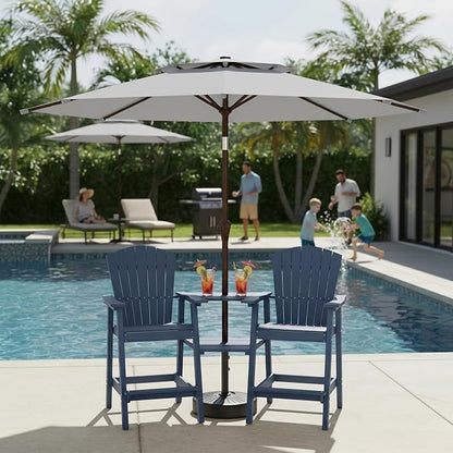 10FT Outdoor Patio Umbrella, 2 Tiers Market Table Umbrella with 8 Sturdy Ribs, Push Button Tilt and Crank, UPF50+ UV Protection for Deck, Pool, Garden and Backyard