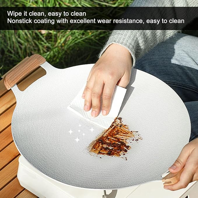 Korean BBQ Grill Pan, Nonstick Stovetop Grill Plate with Handles, Aluminum Round Griddle Pan Compatible with Gas Stove, Induction Cooktop, Oven, Grills, Indoor Outdoor Grilling (34cm / 13.4in)