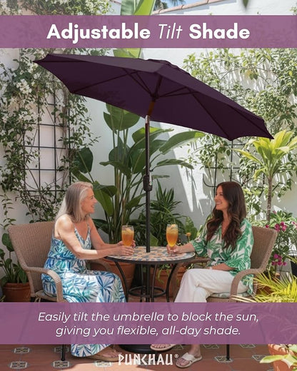 6 Ft Outdoor Patio Umbrella, Easy Open/Close Crank and Push Button Tilt Adjustment - Dark Purple Market Umbrellas