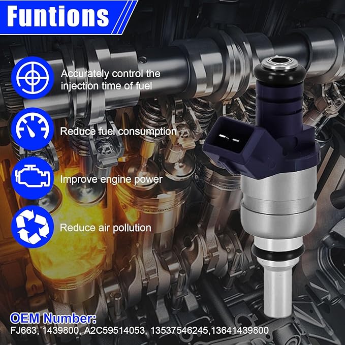 6PCS Fuel Injectors FJ663 for BMW 330i 330Ci 330xi 3.0L 2001-2004 for X5 2001-2006 for 530i 2001-2005 Replacement 13641439800