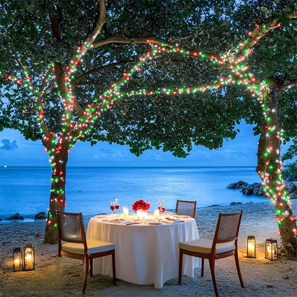 JMEXSUSS 163ft 500 LED Red White and Green Christmas Lights with 8 Modes | Clear Wire String Light Plug in with Remote Control, Christmas String Lights Outdoor Waterproof for Outside Tree Yard Wedding