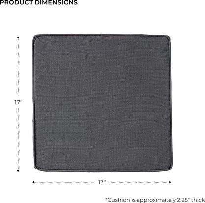 Indoor/Outdoor Chair Pads in Sunbrella Fabric – 17''x17'' Patio Seat Cushions with Foam Insert, Removable Reversible Cover & Ties for Patio Dining Chairs – Set of 2 or 4, Canvas Coal