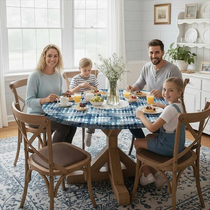 opstellen Fitted Round Tablecloth Wipe Clean Table Cloth Vinyl Inside Outside Circle Cover for 36-44" Tables Dining Kitchen Family Festival Items Gifts Summer Fall Patio Picnic Camp Garden Essential