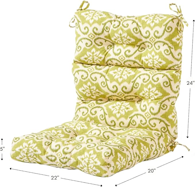 Greendale Home Fashions Outdoor 44 x 22-inch High Back Chair Cushion, Set of 1, Avocado