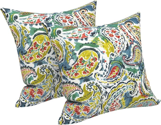 LVTXIII Outdoor Pillow Covers 20x20 Inch, 2 Pack Large Square Throw Pillow Cases, Fade-Resistant Cushion Covers for Patio Furniture Sofa, Garden Porch, Paradise Paisley