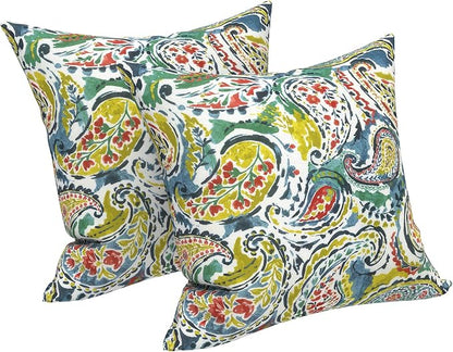LVTXIII Outdoor Pillow Covers 20x20 Inch, 2 Pack Large Square Throw Pillow Cases, Fade-Resistant Cushion Covers for Patio Furniture Sofa, Garden Porch, Paradise Paisley