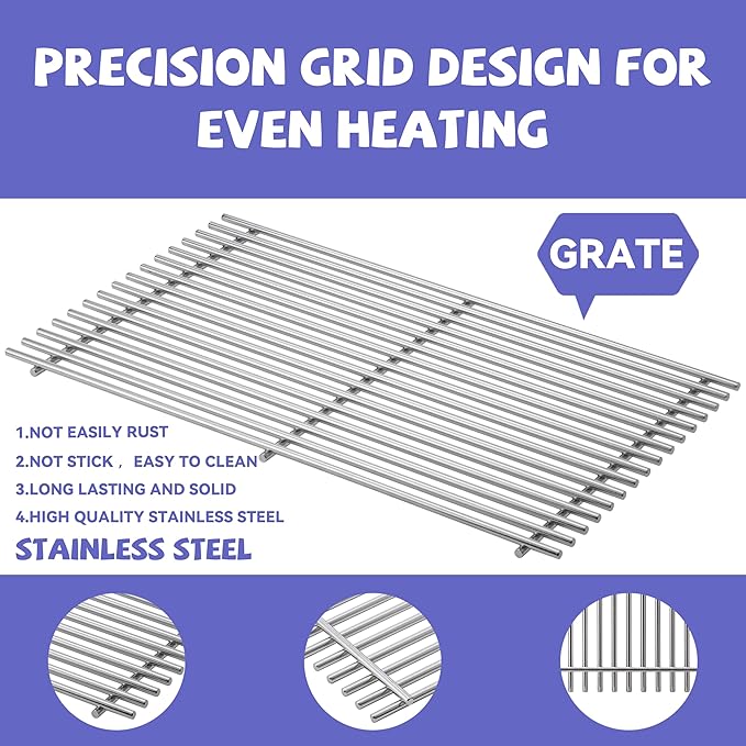 1 Pack 17.5In Stainless Steel Cooking Grill Grate for Weber Spirit I & II 300 Series Grills，Weber Spirit 700,Genesis Silver B & C, Genesis Gold B & C, Genesis Platinum B & C, Genesis 1000-3500, 7638