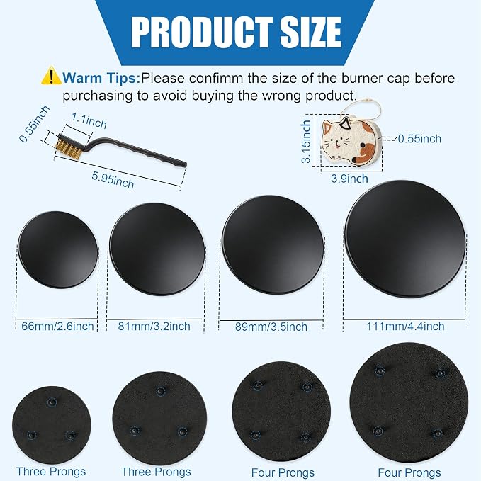 Upgraded 4Pcs Matte Surface Burner Caps Set Fits for GE&Hotpoint&Haier 30" Gas Range/Cooktop,WB29K10022-1 Small Cap WB29K10023-1 Medium Cap WB29K10024-1 Large Cap WB28K10222-1 X-Large Cap(Matte Black)