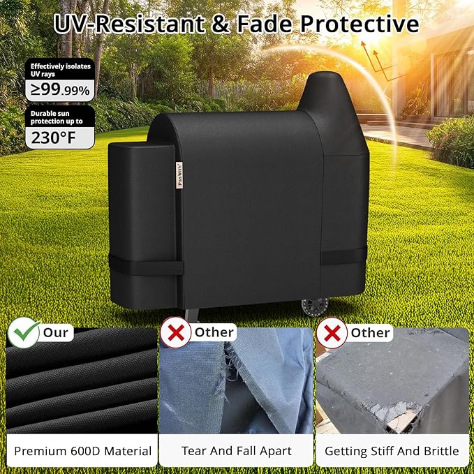 PasWith Grill Cover for Pit Boss 820 Deluxe/Pro 850,[900D Strong Tear-Resistant] Rip-Proof Pellet Smoker Cover for Pitboss,Waterproof Grill Cover for Pit Boss Pro Series 820/850,Competition 820/850