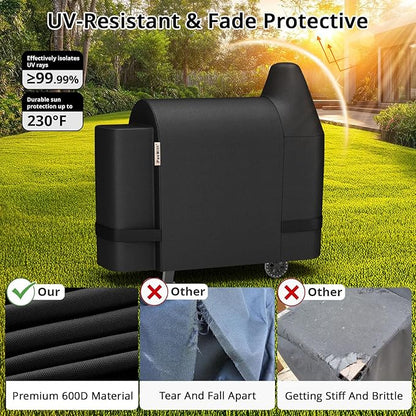 PasWith Grill Cover for Pit Boss 820 Deluxe/Pro 850,[900D Strong Tear-Resistant] Rip-Proof Pellet Smoker Cover for Pitboss,Waterproof Grill Cover for Pit Boss Pro Series 820/850,Competition 820/850