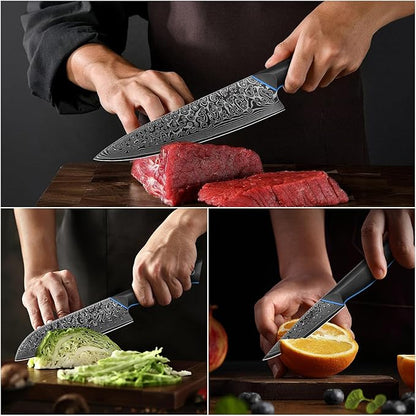 3PCS Kitchen Knife Set, Ultra Sharpe Chef Knife Set Forged of 67-Layer Japanese Damascus Steel, Premium Knives Set Professional Sharp Knives Set with G10 Handle