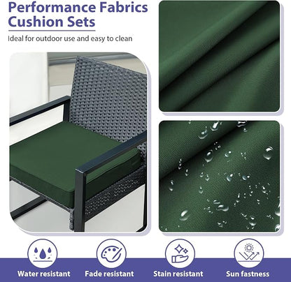 IPYNBAP Outdoor Chair Cushions Set of 4 -Waterproof Outdoor Seat Cushions for Patio Furniture, Patio Chair Cushion with Handle and Ties, Out Door Chair Pads,19x19x3-Square, Forest Green