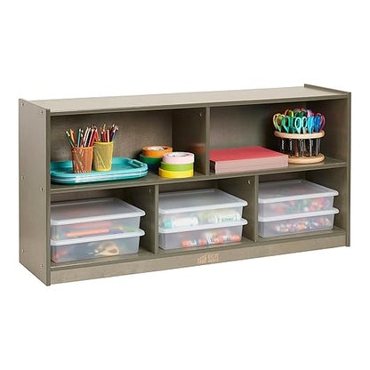 ECR4Kids 5-Compartment Mobile Storage Cabinet, Toddler, Classroom Furniture, Grey Wash
