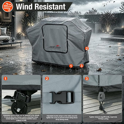 Exclusive Foldable 72 inch Grill Cover, 600D Heavy Duty Large Outdoor BBQ Cover for 6 Burners Grill Weber Nexgrill CharBroil Monument, Gray