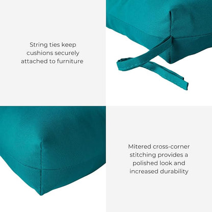 Outdoor Tufted High-Back Chair Cushions, One-Piece Hinged Seat and Back Design, Reversible with 4 Ties, Durable Polyester Fabric, Recycled Fiber Fill - Single, Peacock