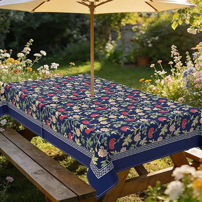 Outdoor Tablecloth with Umbrella Hole Elegant Zipper Patio Table Cloth for Outdoor Patio Garden Yard Decor