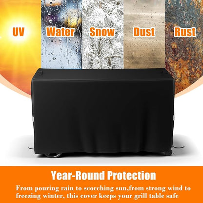 Prep Table Cover, Outdoor Dining Cart Cover, Pizza Oven Cart Covers, 53 Inch Waterproof Grill Cart Table Cover for Keter Unity XL, Food Prep Table, 600D Oxford, Anti-UV, 53''x26''x28''