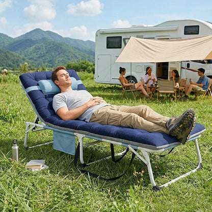 ABORON 4-in-1 Lounge Chair with Face & Arm Holes for Tanning, 440LB Heavy-Duty Folding Recliner with Plush Cotton Cushion, No Assembly Tri-Fold Guest Bed for Sunbathing, Poolside, Office Nap & Camping