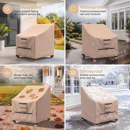600D Outdoor Patio Chair Covers Waterproof 38"Wx31"Dx29"H, 2 Pack | Patio Furniture Covers Protect from Rain, Dust & UV; Heavy-Duty Oxford Fits Lounge, Deep Seat & High Back Chairs on Lawns